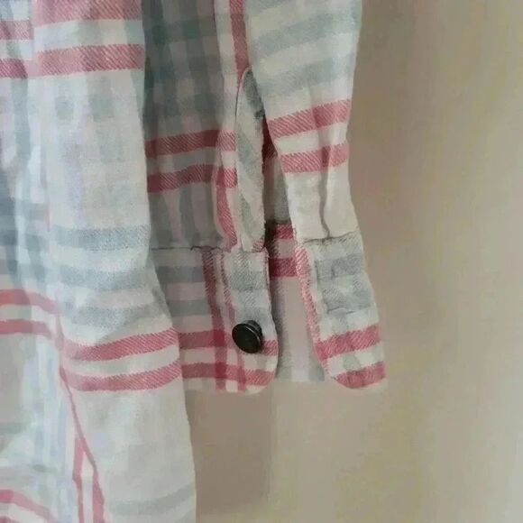 Current Elliott Blue Plaid Long Sleeve Button Up Top Size 2 Small - Picture 8 of 10